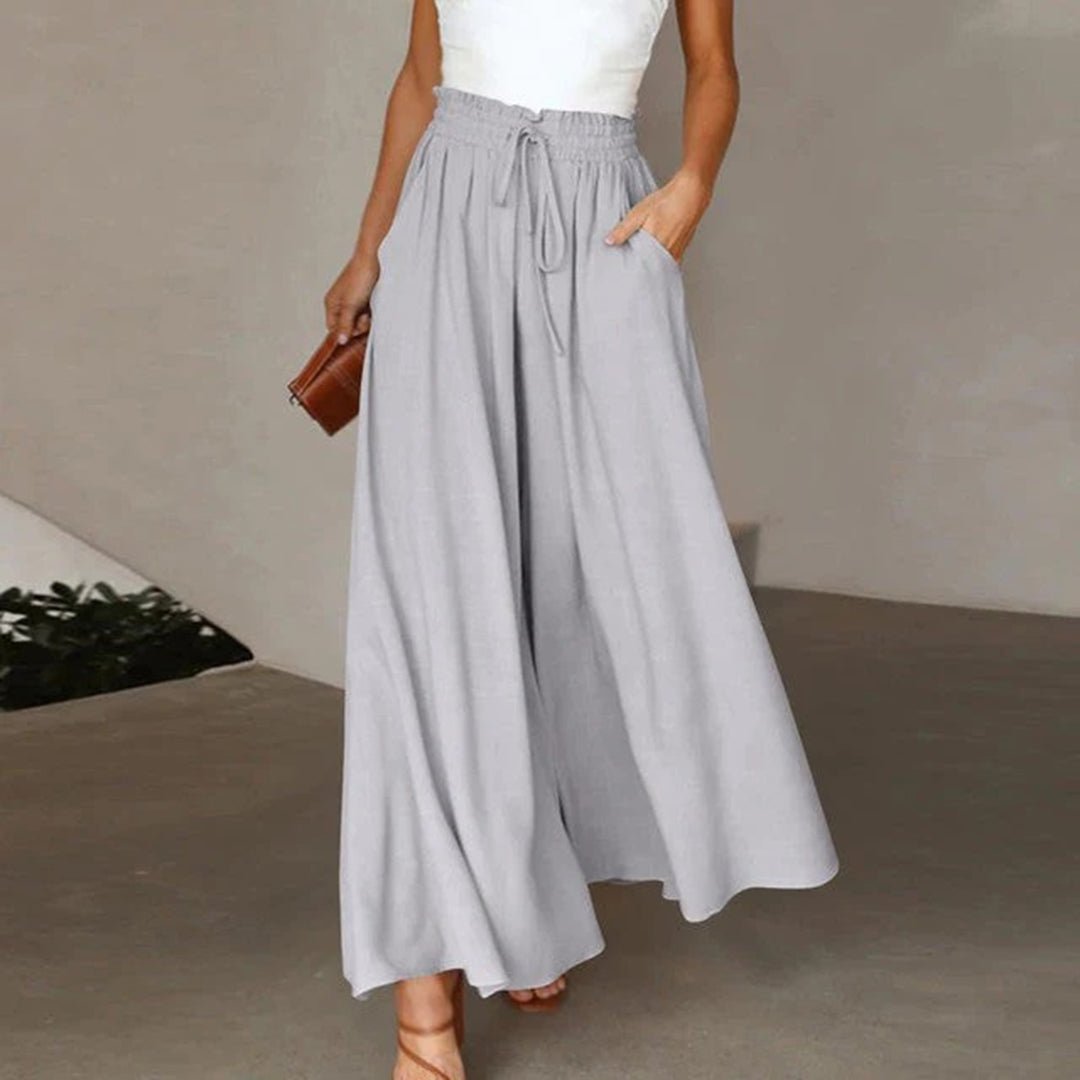 Terra | Women's High Waist Wide Leg Pants Smocked Drawstring