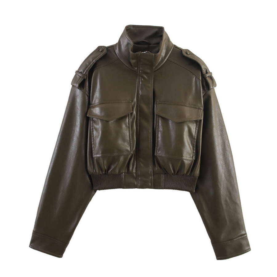 ZOYA™ – Faux Leather Biker Short Jacket