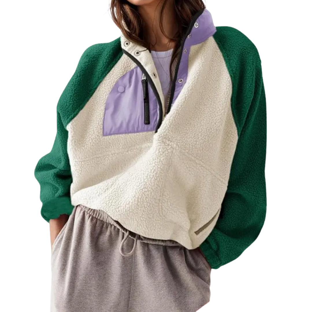 ZOSIA™ – Cozy Colorblock Fleece Zip Jacket