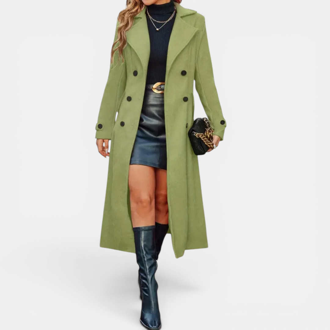 LEONILLE™ – Double-Breasted Wool Long Coat
