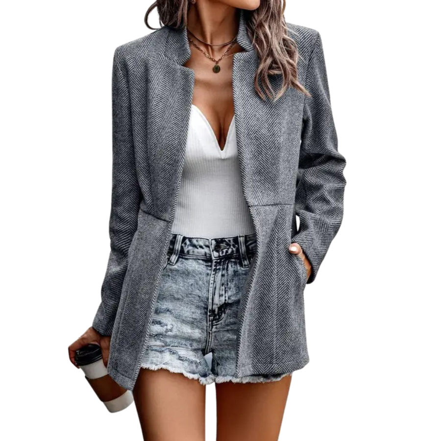 WAVNA™ – Polished Open Front Wool Blazer