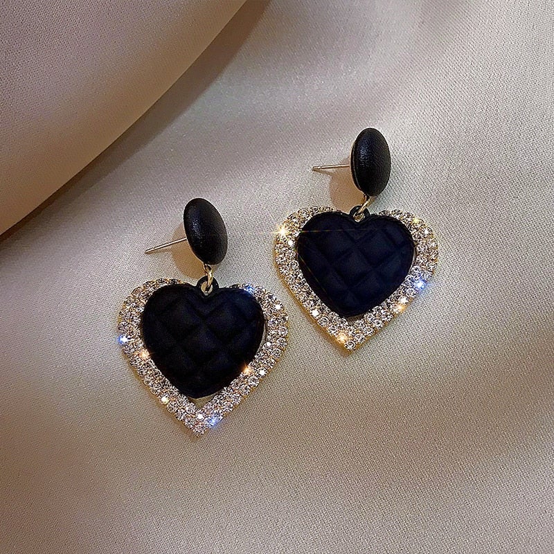 Black & Gold Heart-Shaped Earrings
