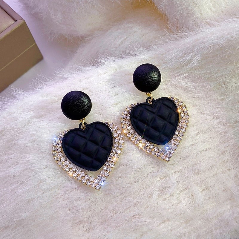 Black & Gold Heart-Shaped Earrings