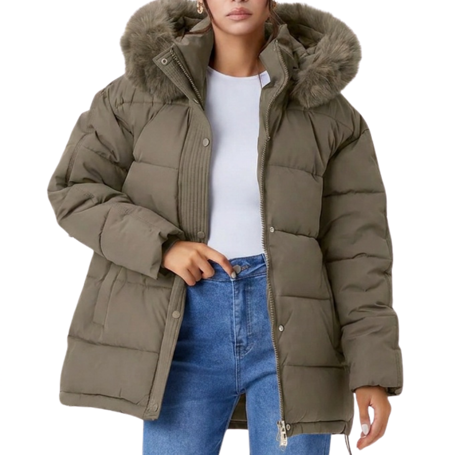 ZELARA™ – Fluffy Fur Collar Thermal Coat