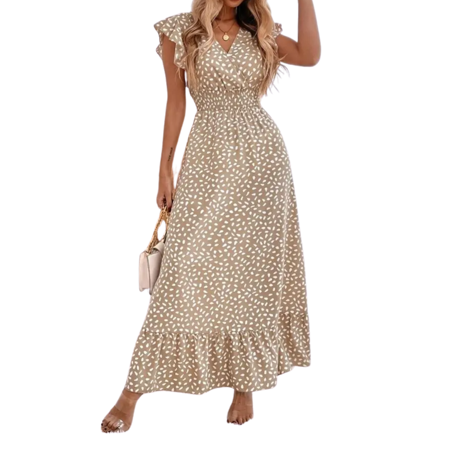 LOTTIE™ – Floral Ruffle V-Neck Maxi Dress