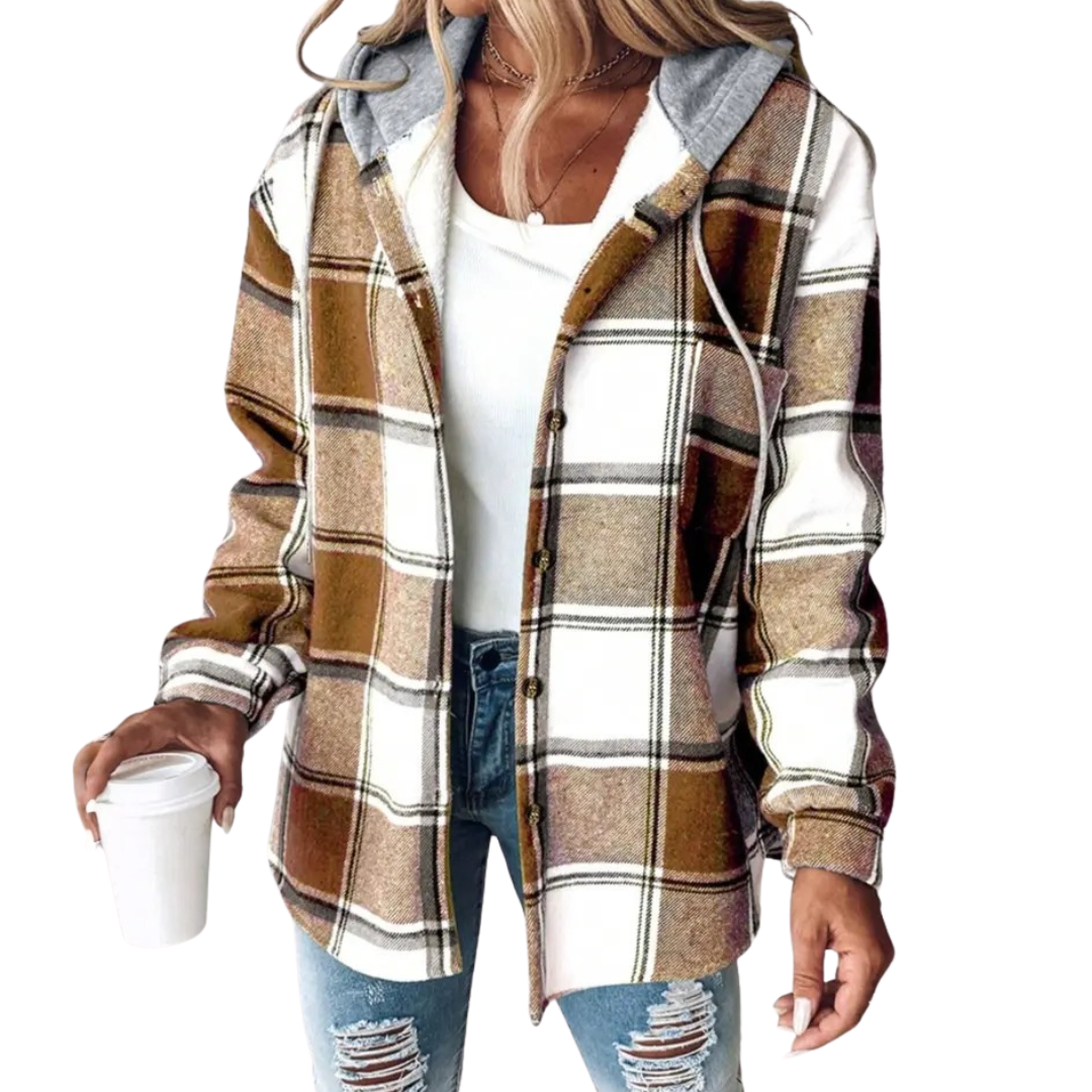 DOTTIE™ – Cozy Plaid Hooded Fleece Shirt Jacket