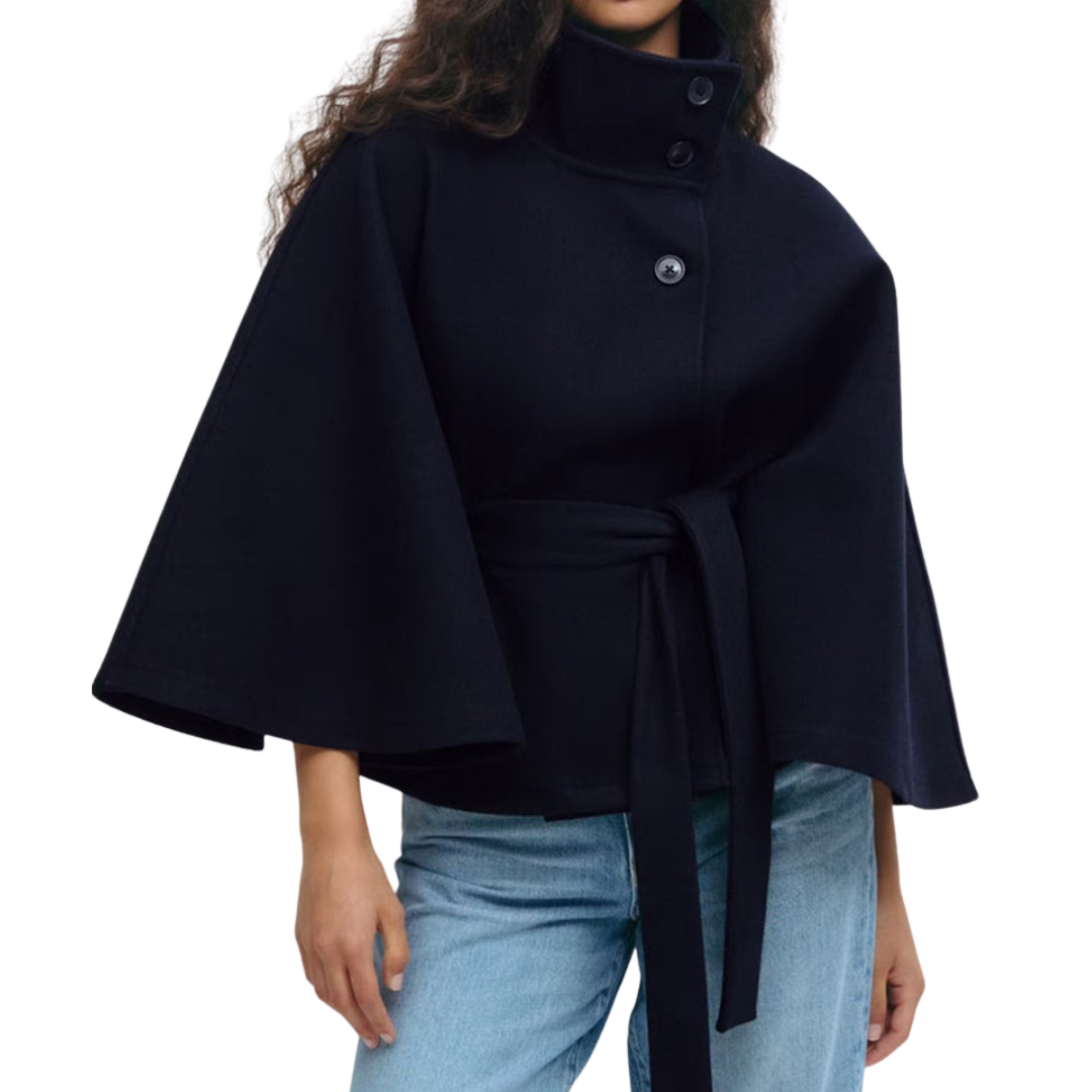 WULFRIC™ – Structured Cape-Style Belted Coat