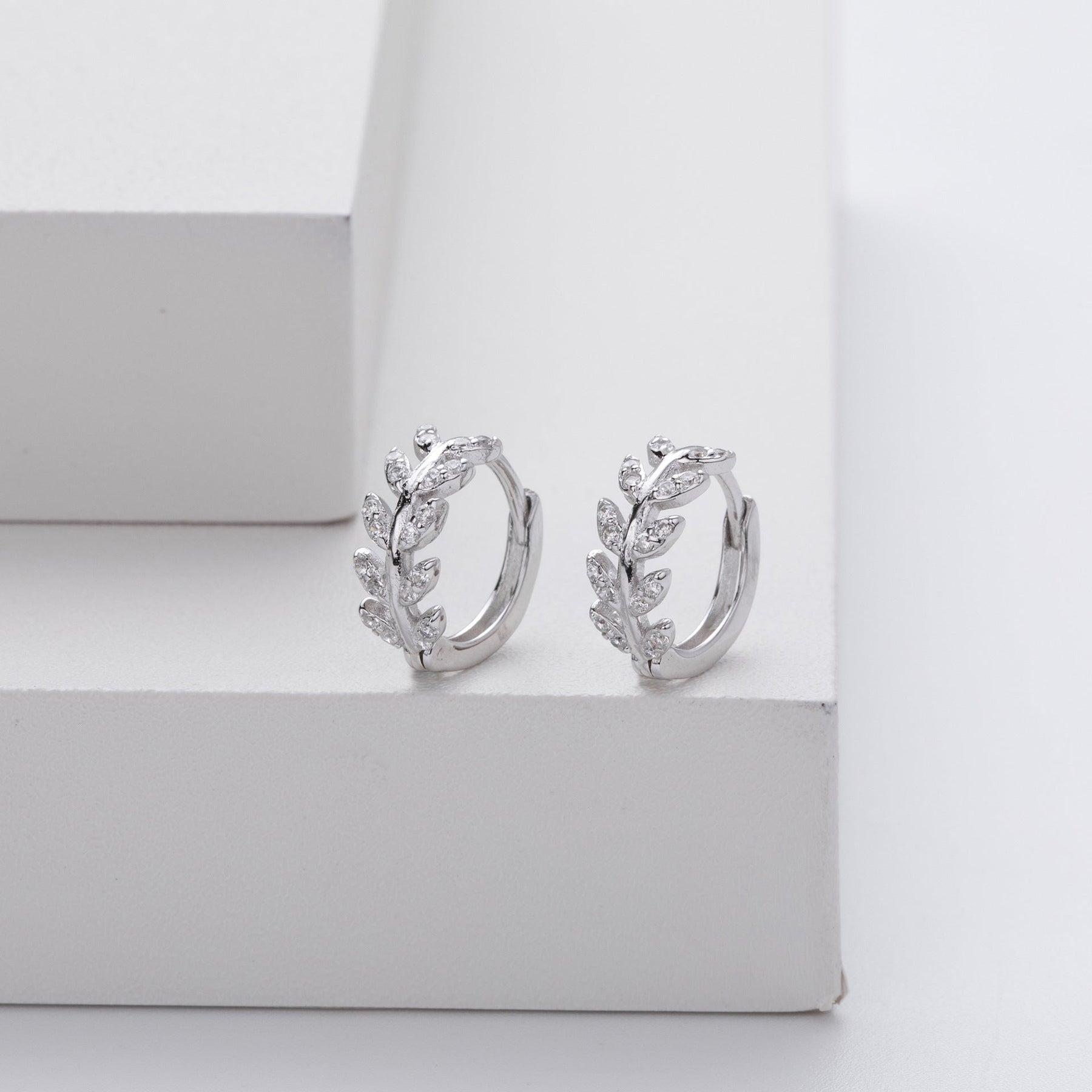 Thalia | Silver Leaf-Shaped Earrings