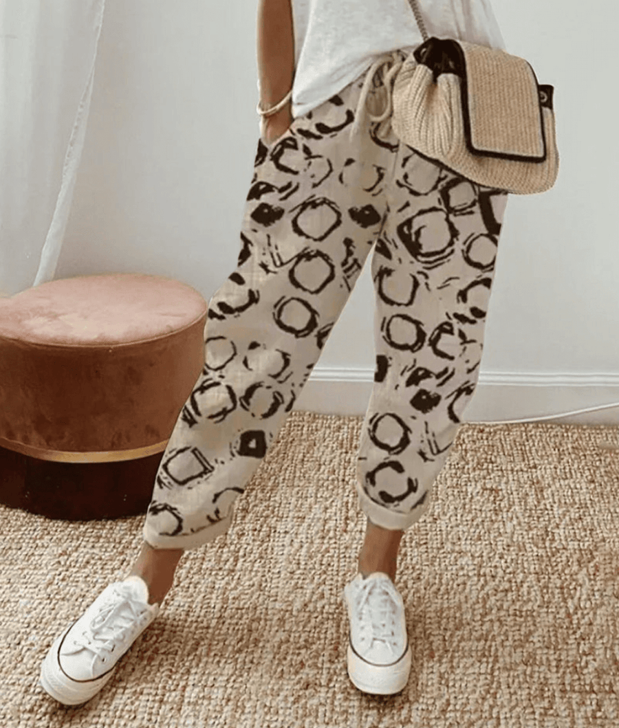 Elle | Flattering Fit & Comfort Waistband Trouser With Print