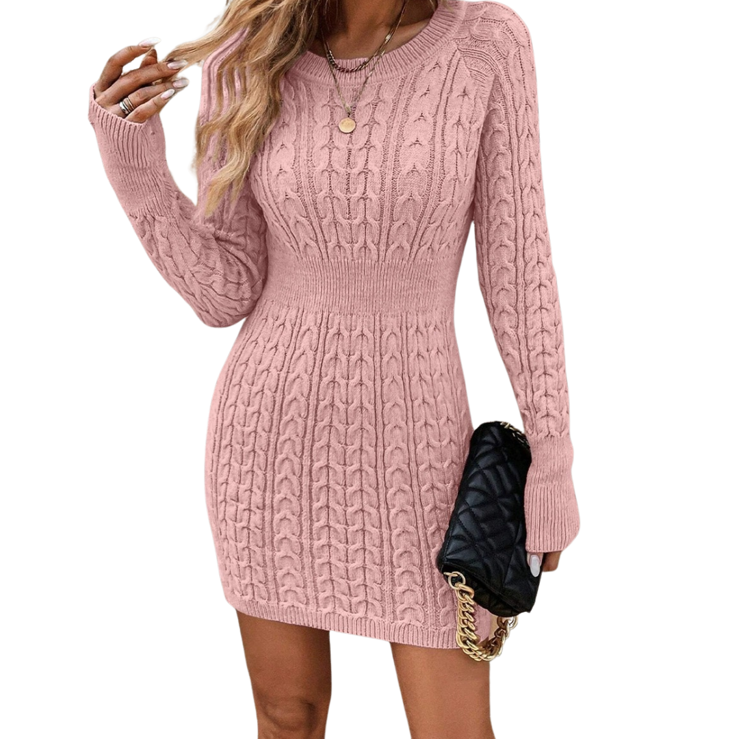 WINIFRED™ – Cable-Knit Bodycon Sweater Dress