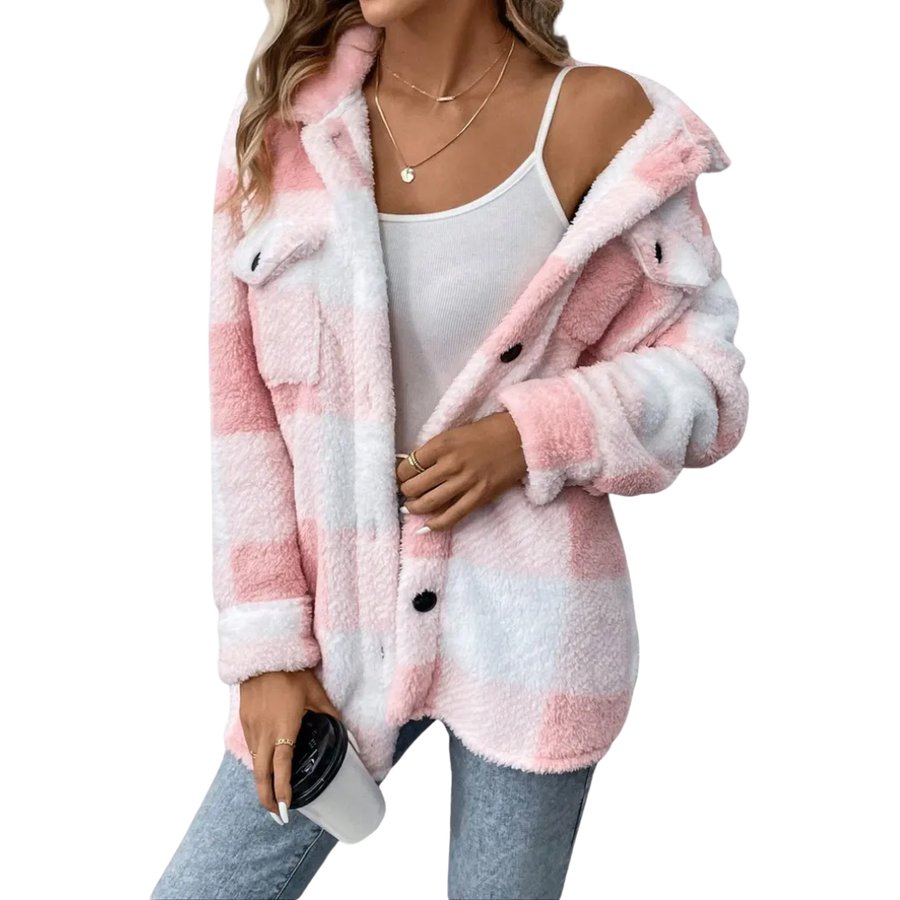 HALCYON™ – Cozy Plaid Fuzzy Button Coat Jacket
