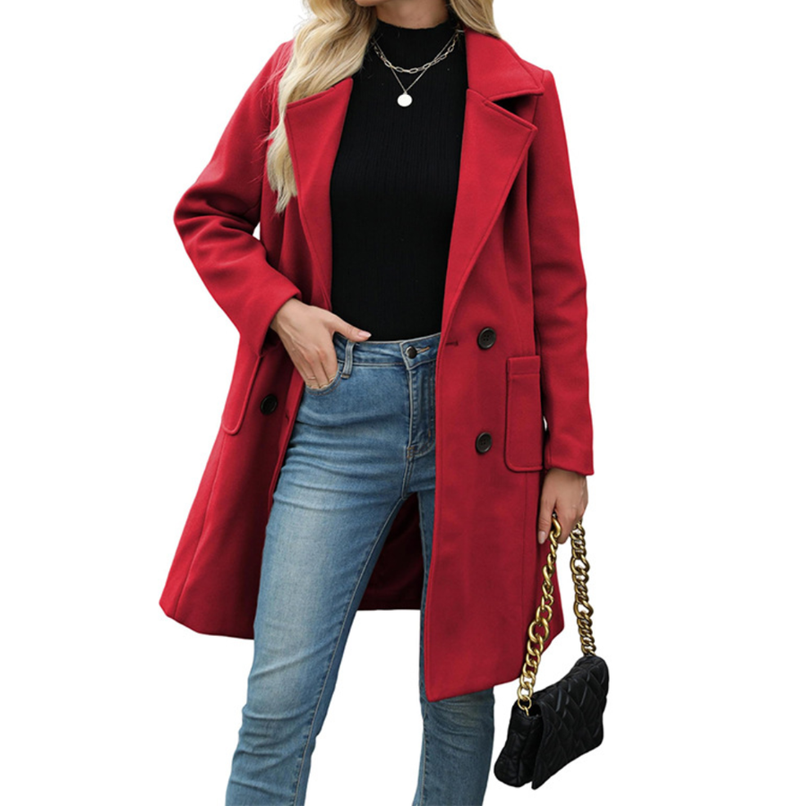 CORDETTE™ – Double-Breasted Wool Blend Mid-Long Coat