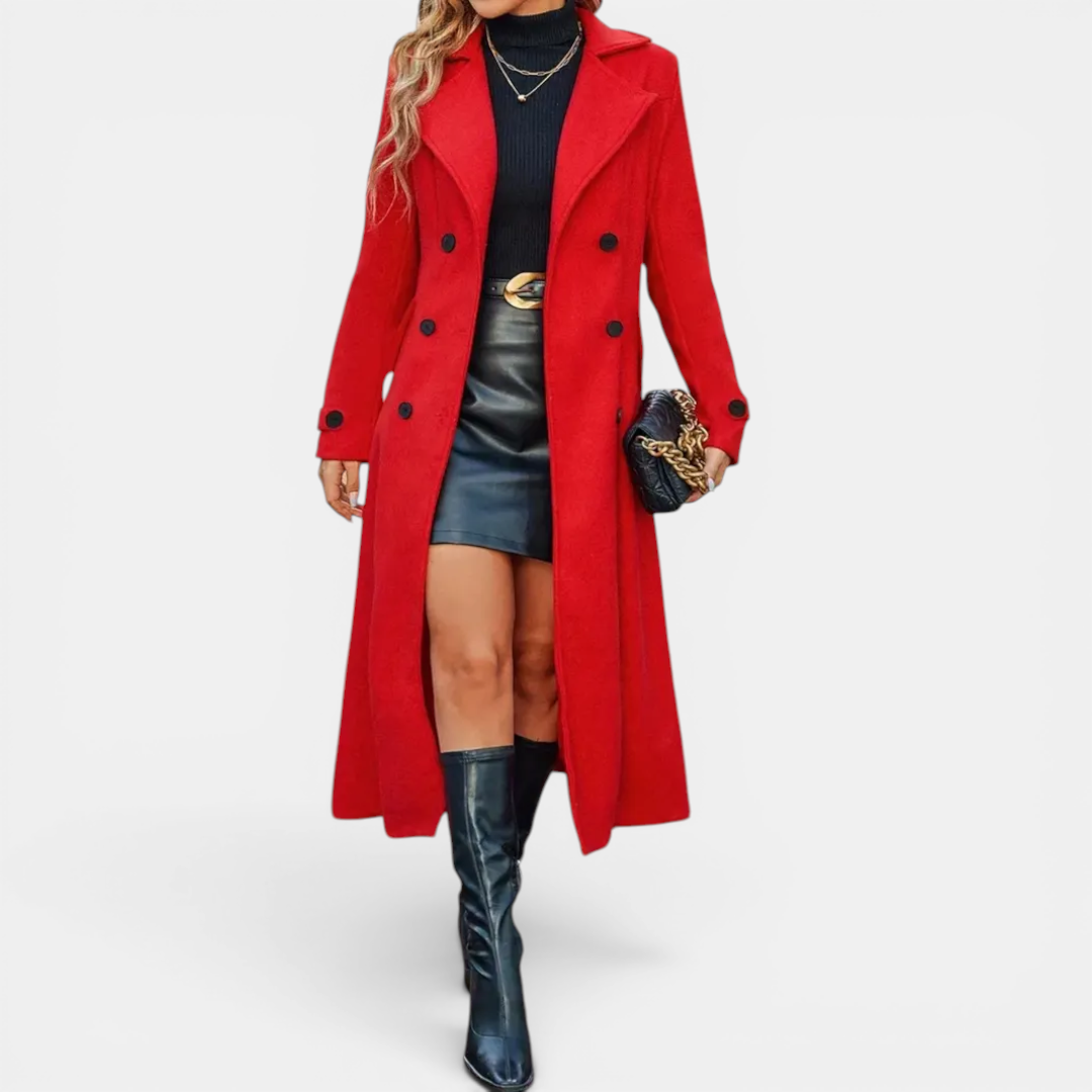 LEONILLE™ – Double-Breasted Wool Long Coat