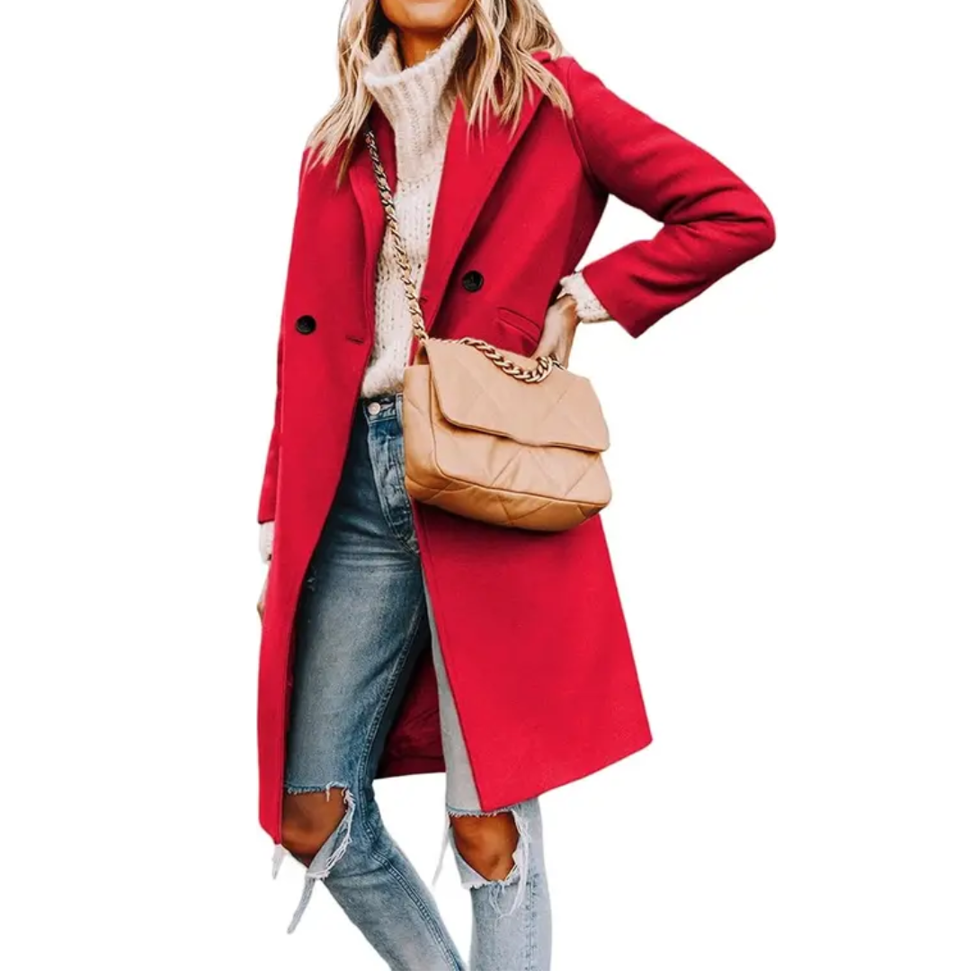 CELINDA™ – Classic Double-Breasted Wool-Blend Peacoat