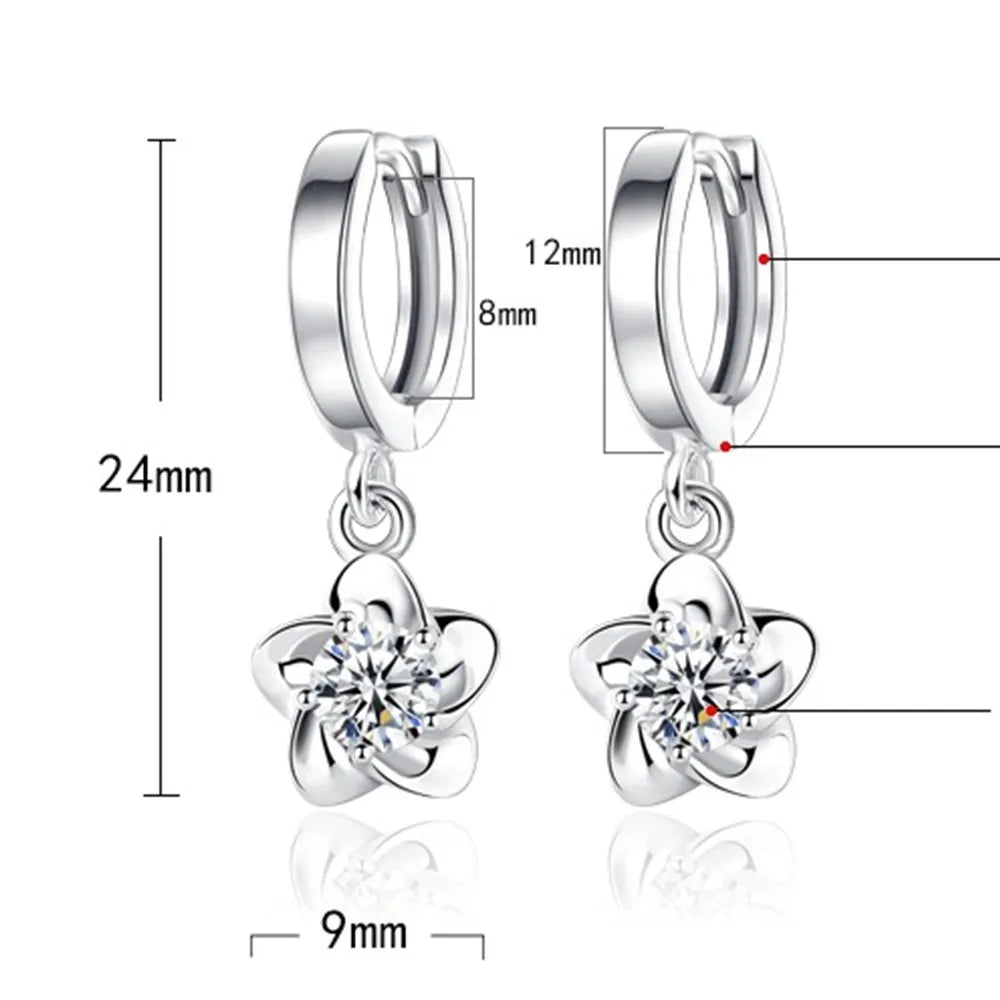 Silver Earrings with Purple & White Zirconia