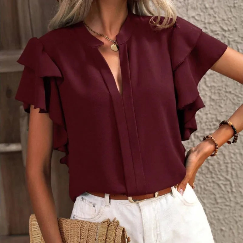 Amira | Chic Blouse with Elegant Ruffle Sleeves