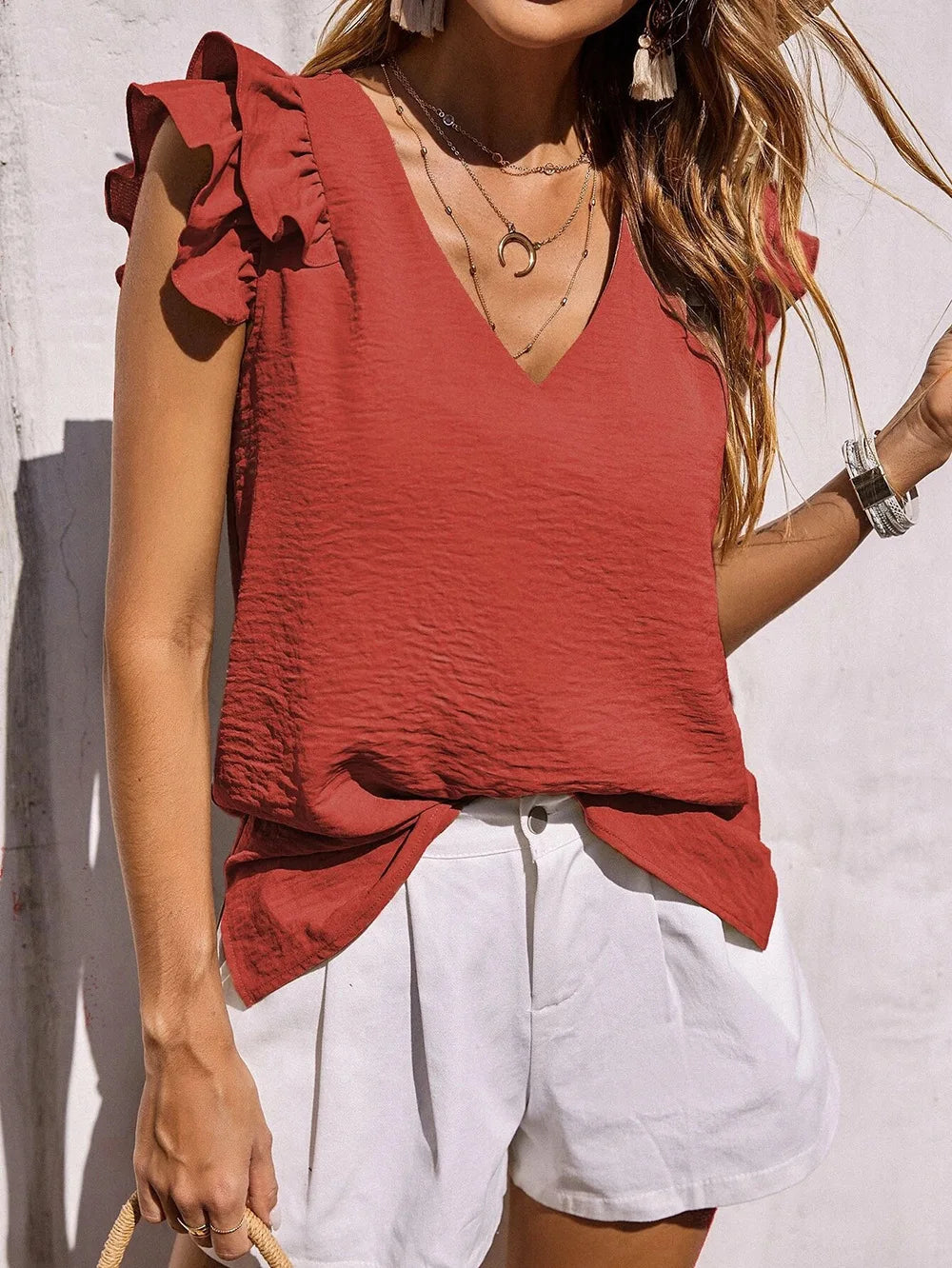 Lynnette | Playful Ruffle Sleeve Summer Top