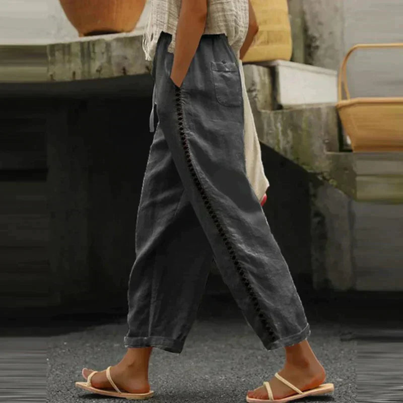 Abby | Women's Pants High Waist Tapered Leg Side Stripe