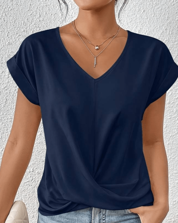 Jade | Women's V-Neck Twist Front Short Sleeve Top