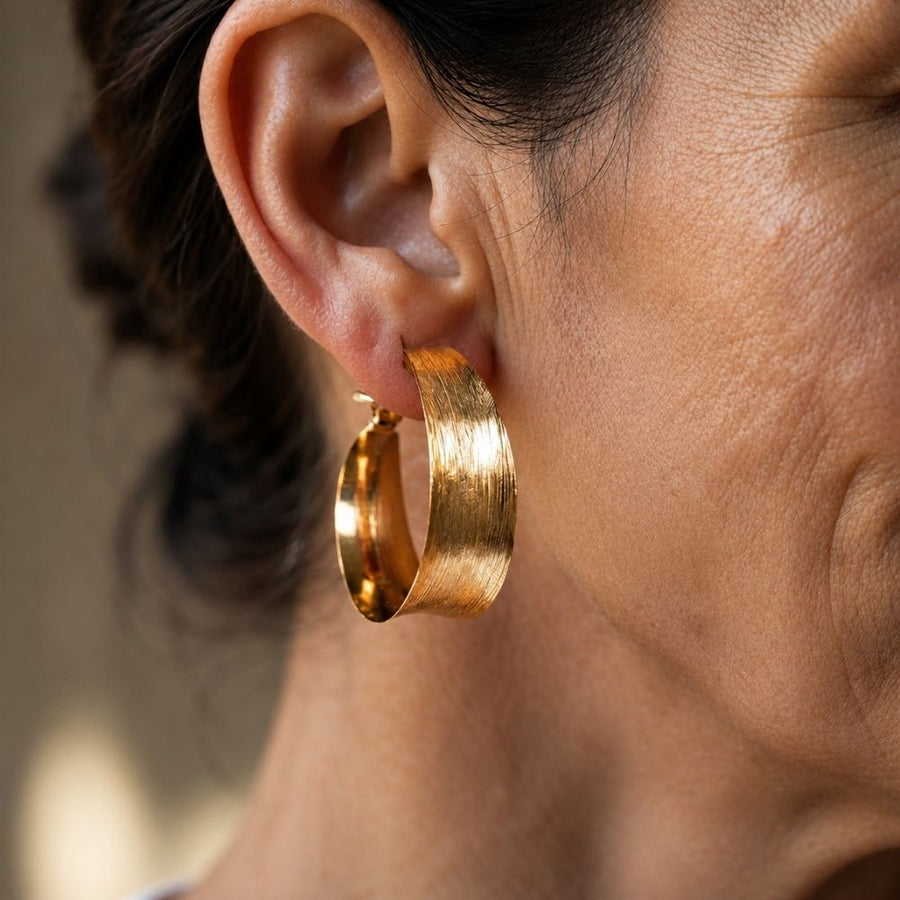 Vintage Golden Hollow Hoop Earrings