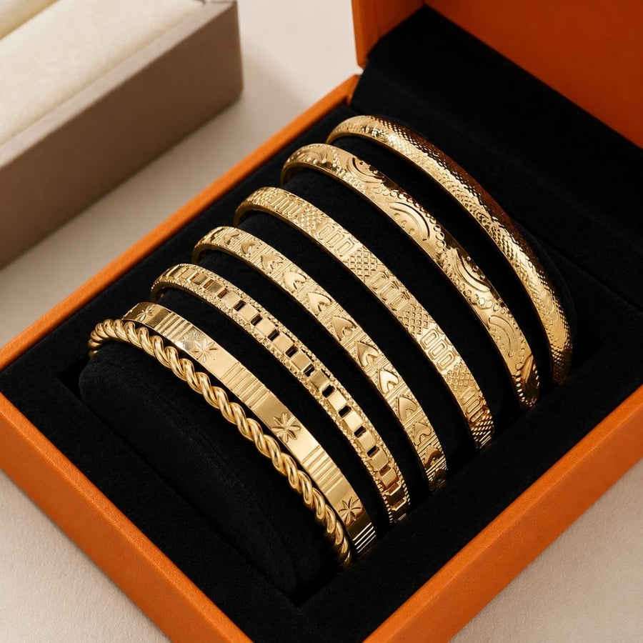 Gold Open Bangle Resort Bracelet Set