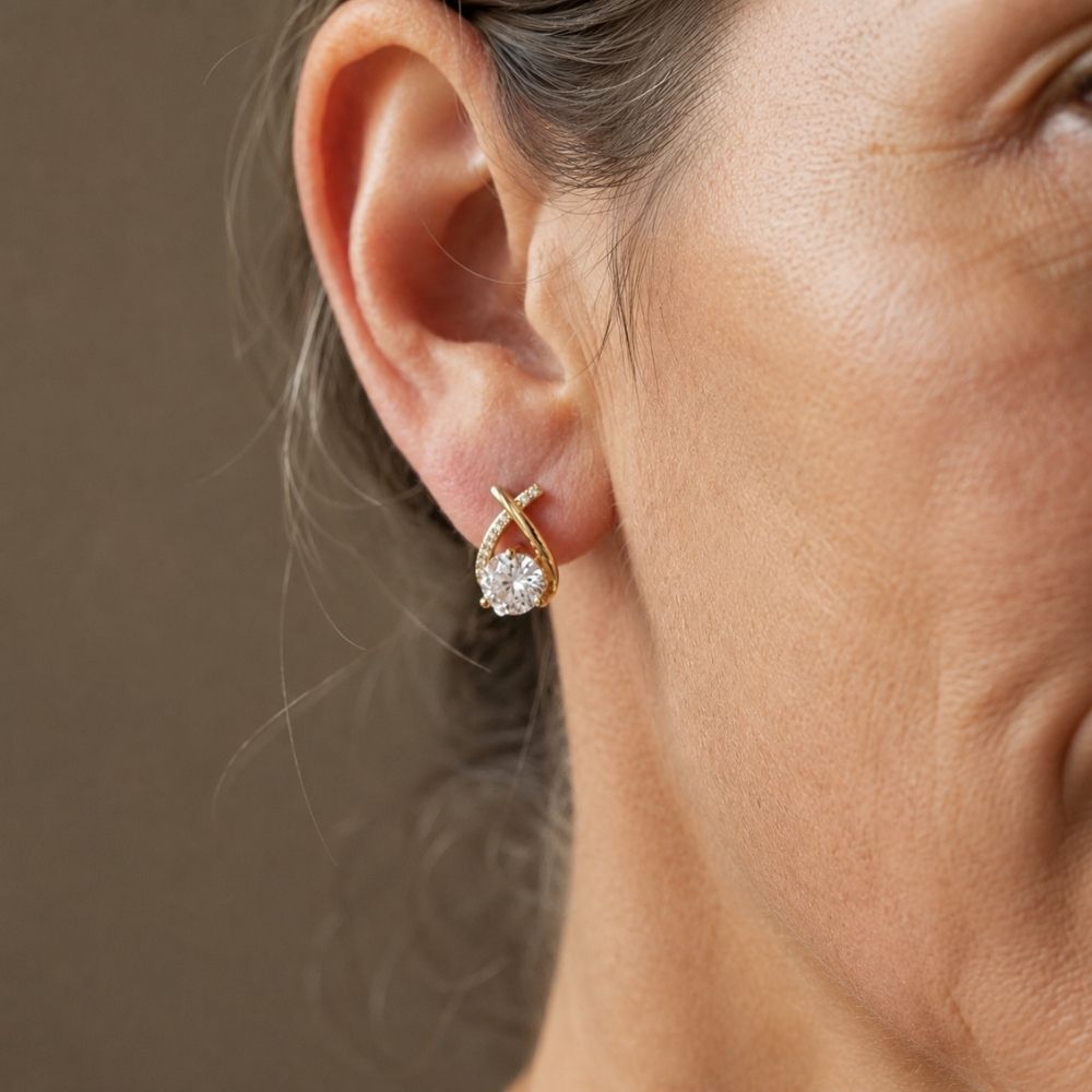 Luxury Twisted Teardrop Cubic Stud Earrings