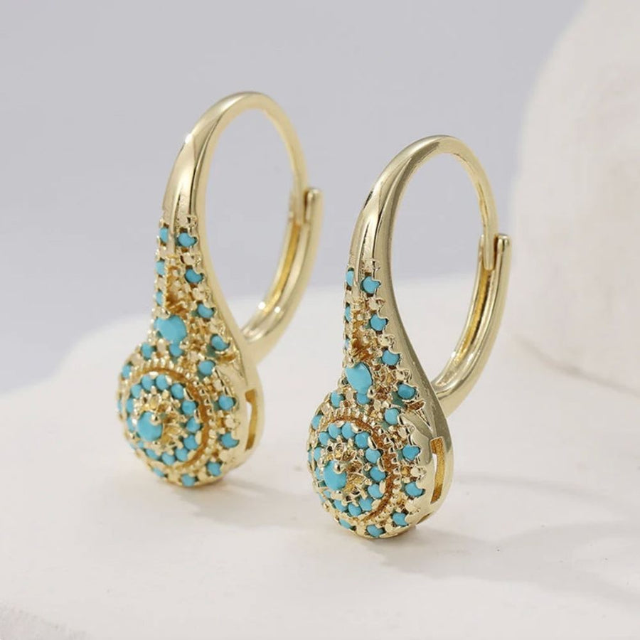 Valenne Turquoise Cluster Gold Earrings