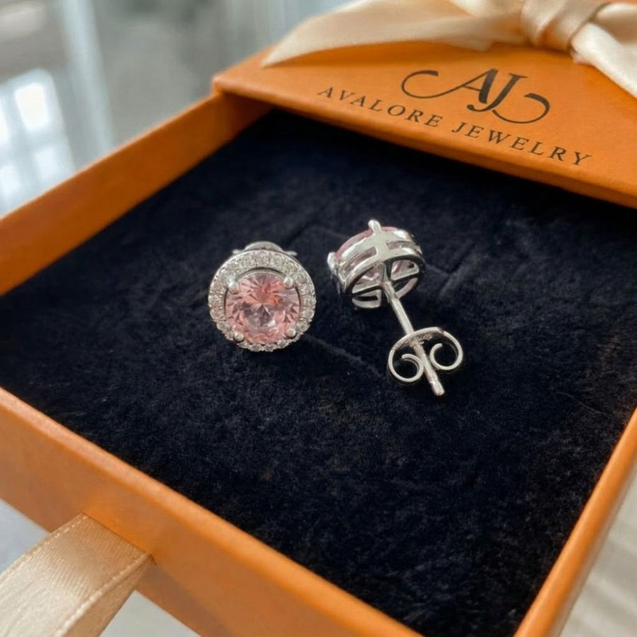 Pink Round Pave Studs