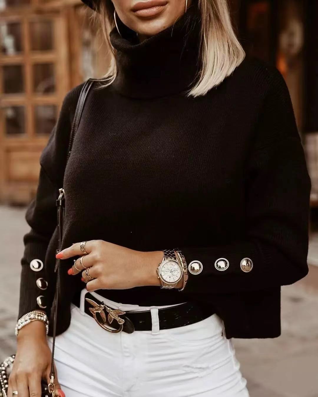 Genevieve Laurent | Elegant Turtleneck Knit Sweater For Women