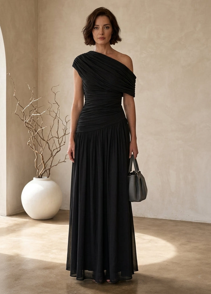 SHINA™ - Elegant One Shoulder Evening Maxi Dress