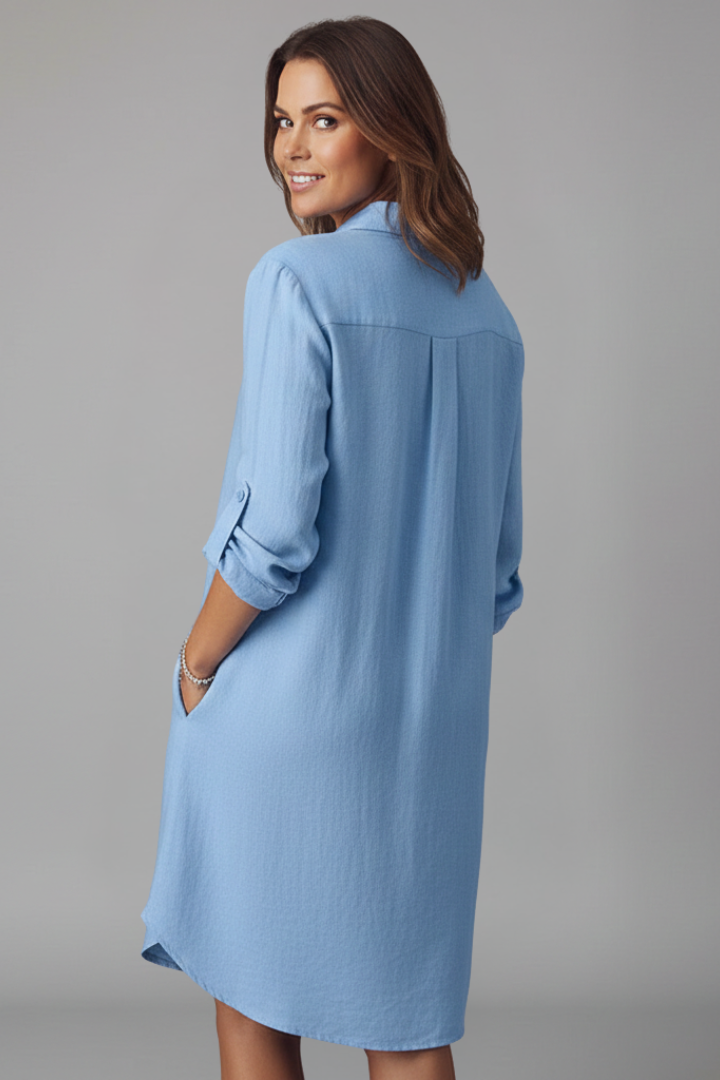Josephine | Turned Collar Button-Front Midi Dress