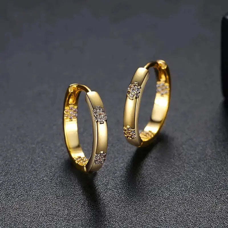 Brielle | Vintage Circle Earrings with Gold Flower