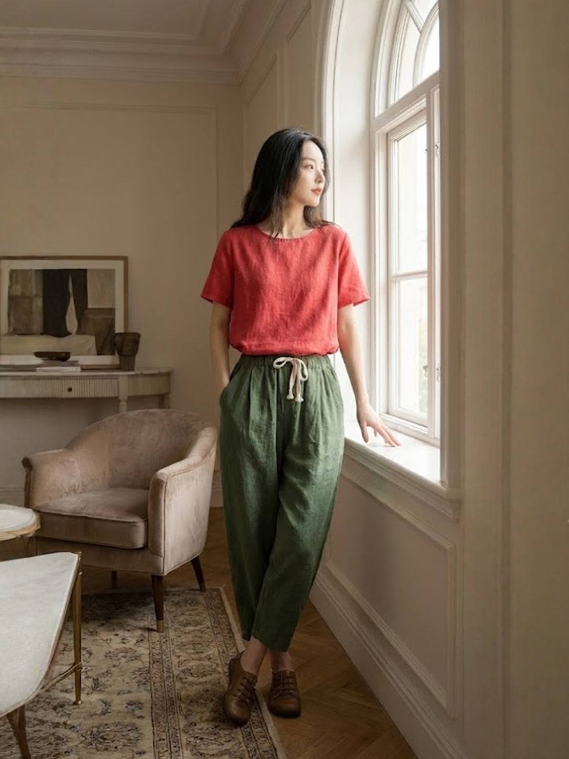 Harper | Women's Casual Drawstring Straight-Leg Casual Pants