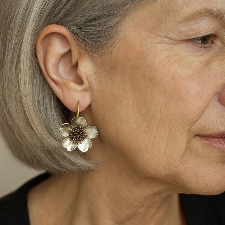 Vintage Silver & Gold Blossom Earrings