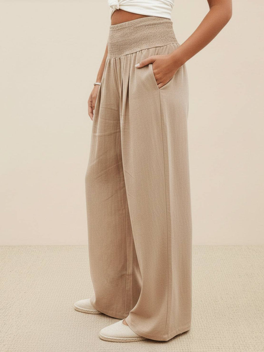 Dune | Women's High Waist Wide Leg Pants Smocked Waistband