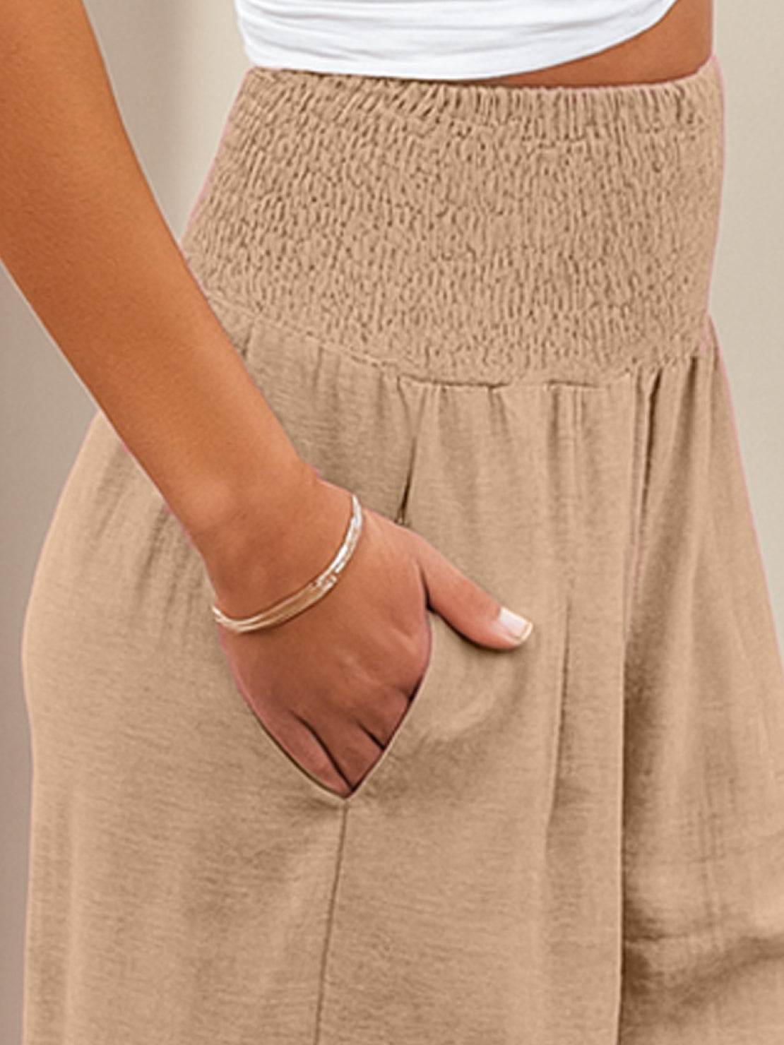 Dune | Women's High Waist Wide Leg Pants Smocked Waistband