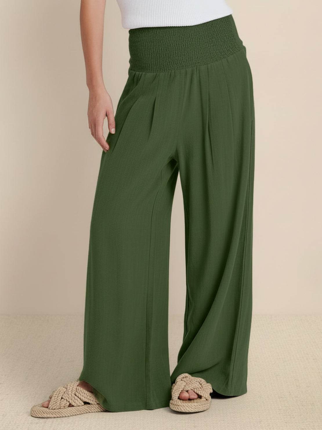 Dune | Women's High Waist Wide Leg Pants Smocked Waistband