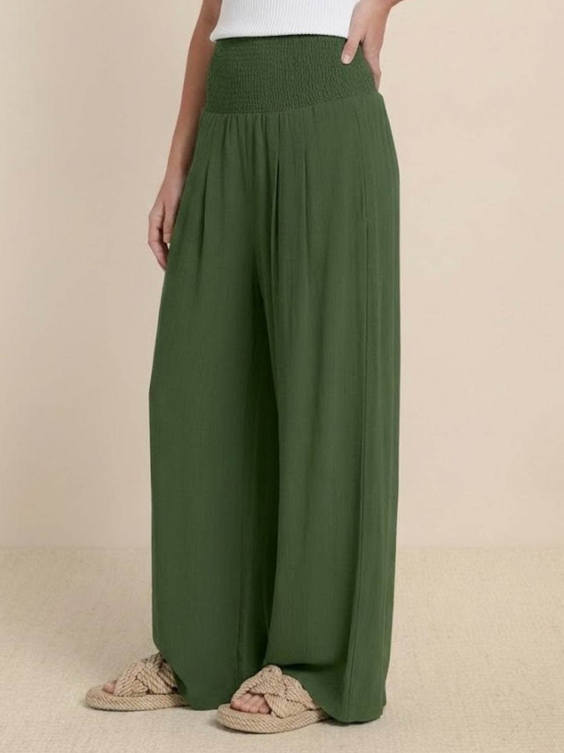 Dune | Women's High Waist Wide Leg Pants Smocked Waistband