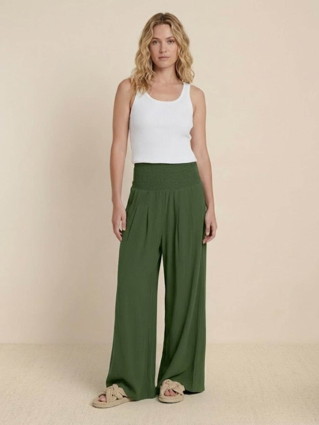Dune | Women's High Waist Wide Leg Pants Smocked Waistband