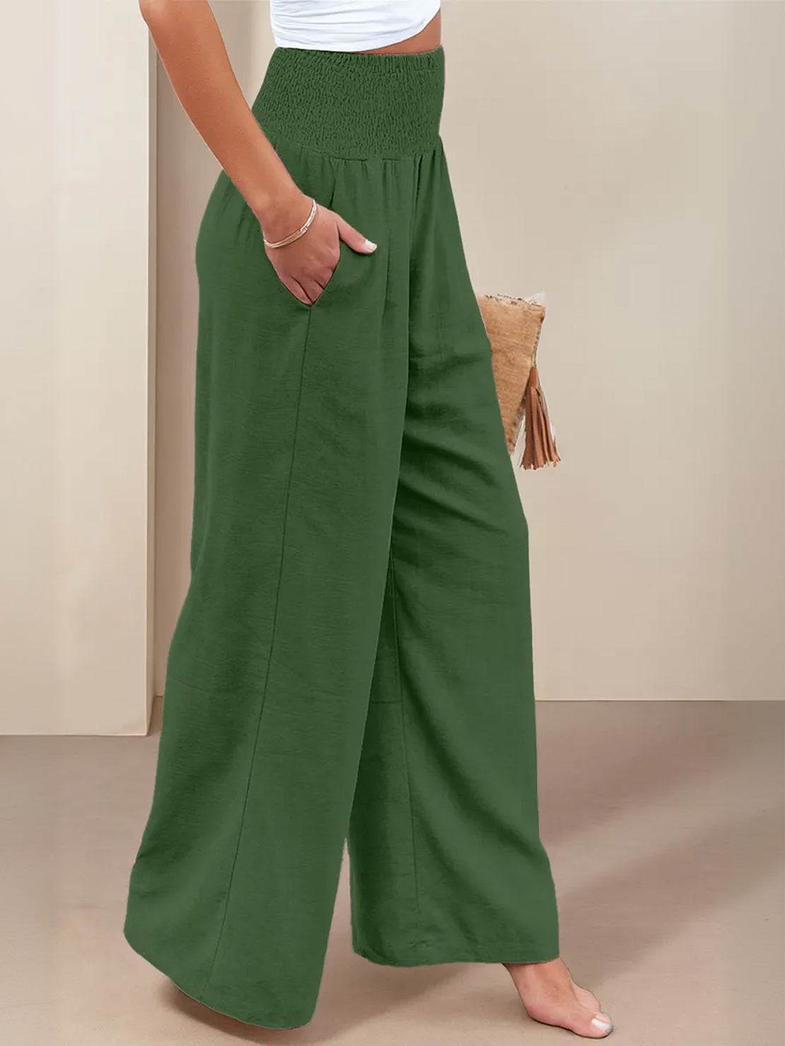 Dune | Women's High Waist Wide Leg Pants Smocked Waistband