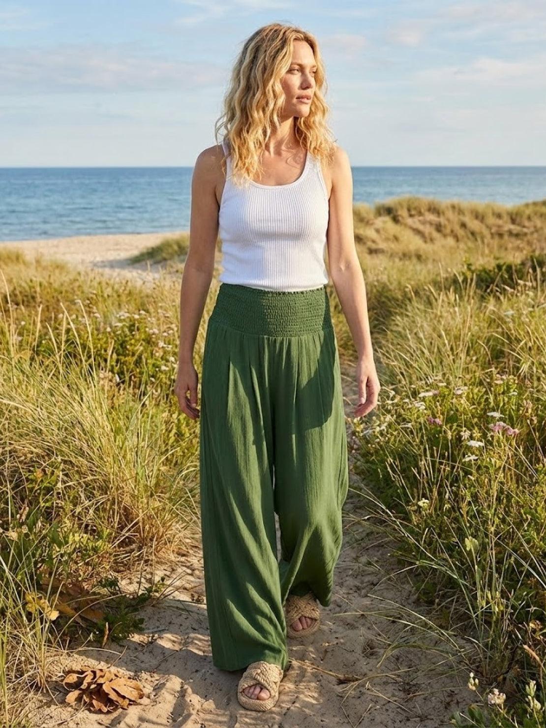 Dune | Women's High Waist Wide Leg Pants Smocked Waistband