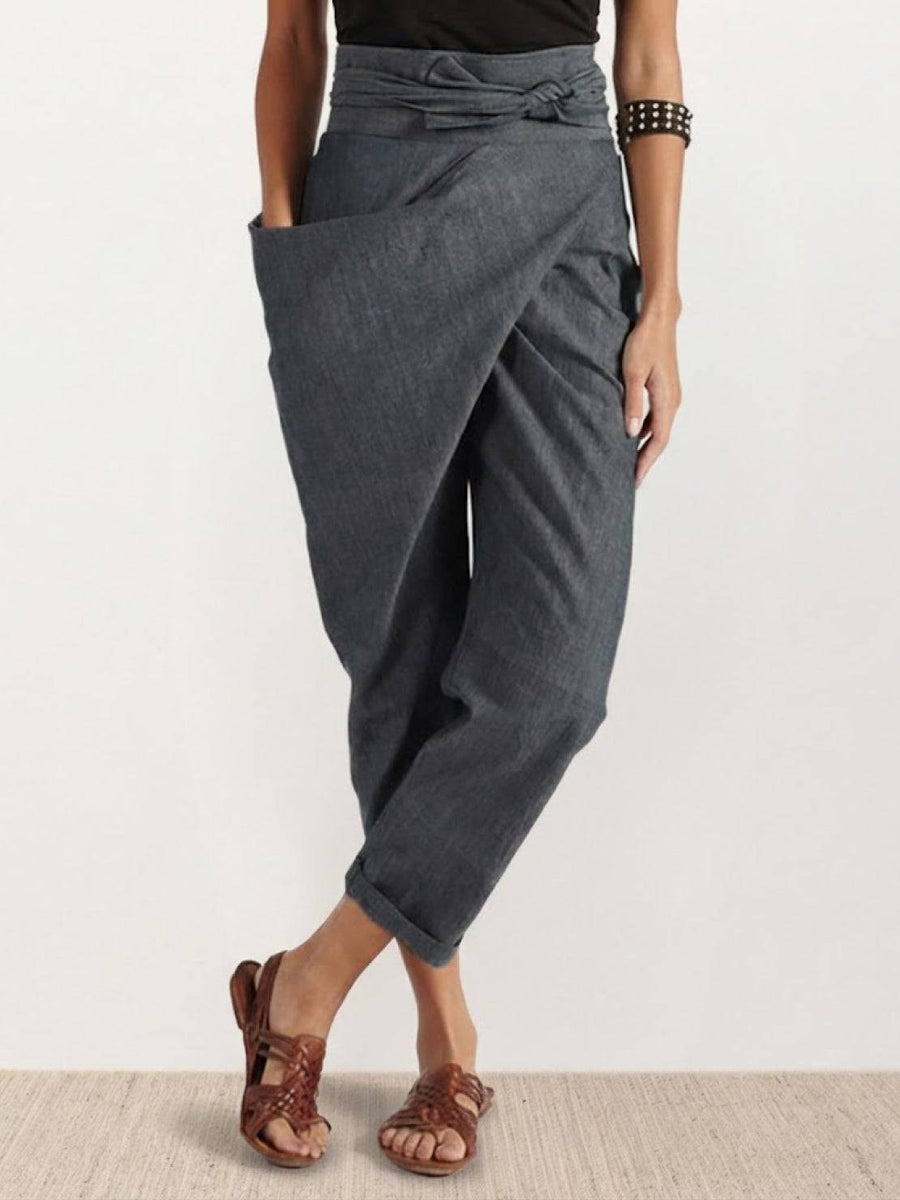 Atlas | Women's High Waist Wrap Front Cropped Tapered Pants