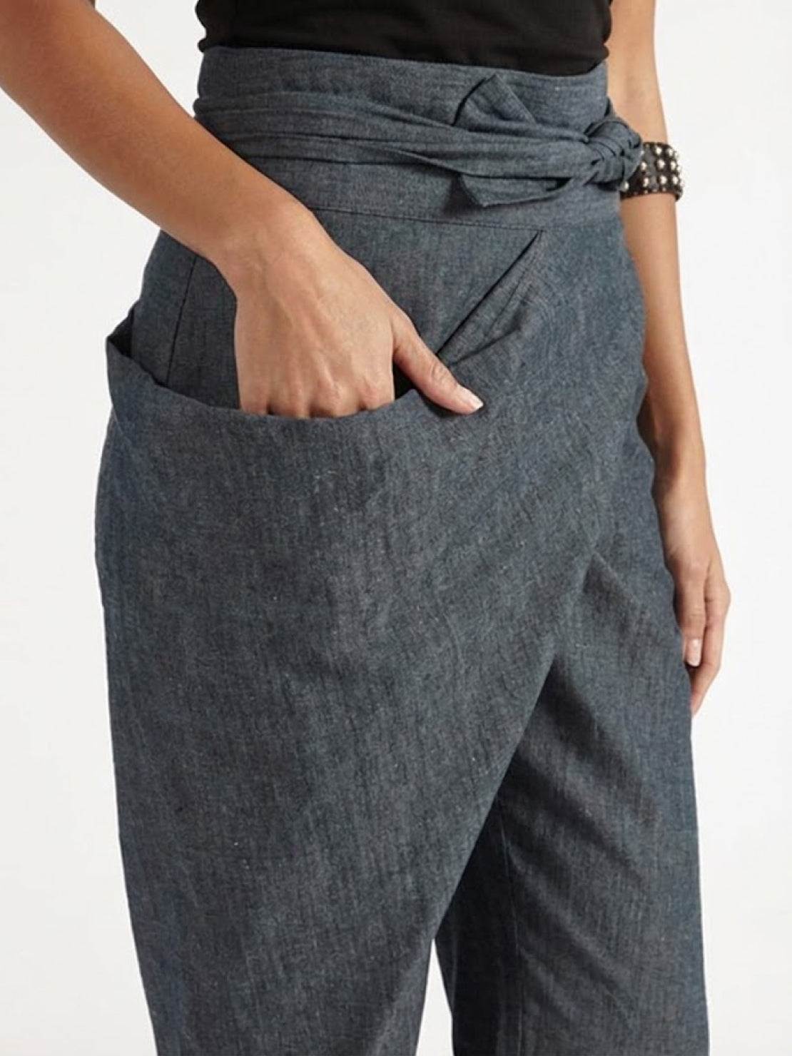 Atlas | Women's High Waist Wrap Front Cropped Tapered Pants