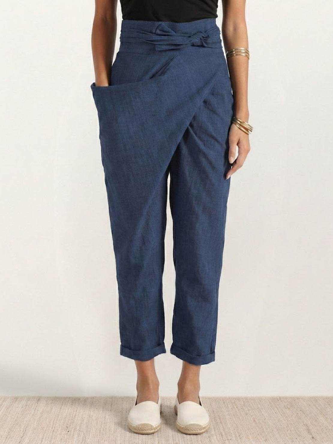 Atlas | Women's High Waist Wrap Front Cropped Tapered Pants