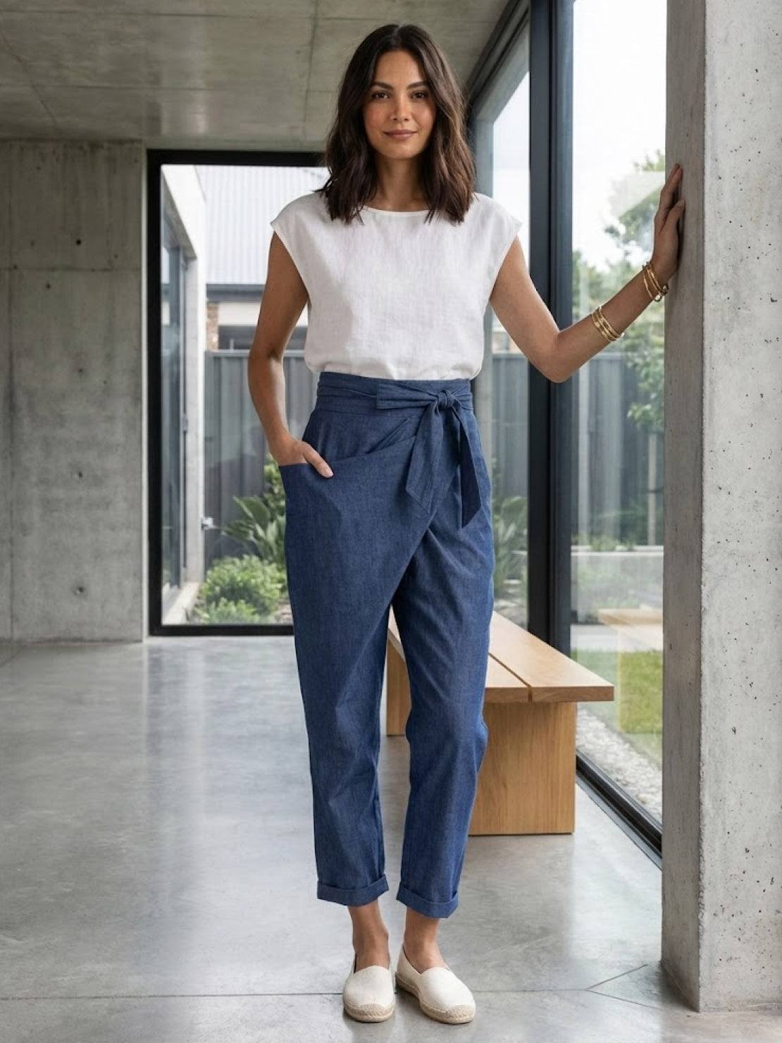 Atlas | Women's High Waist Wrap Front Cropped Tapered Pants