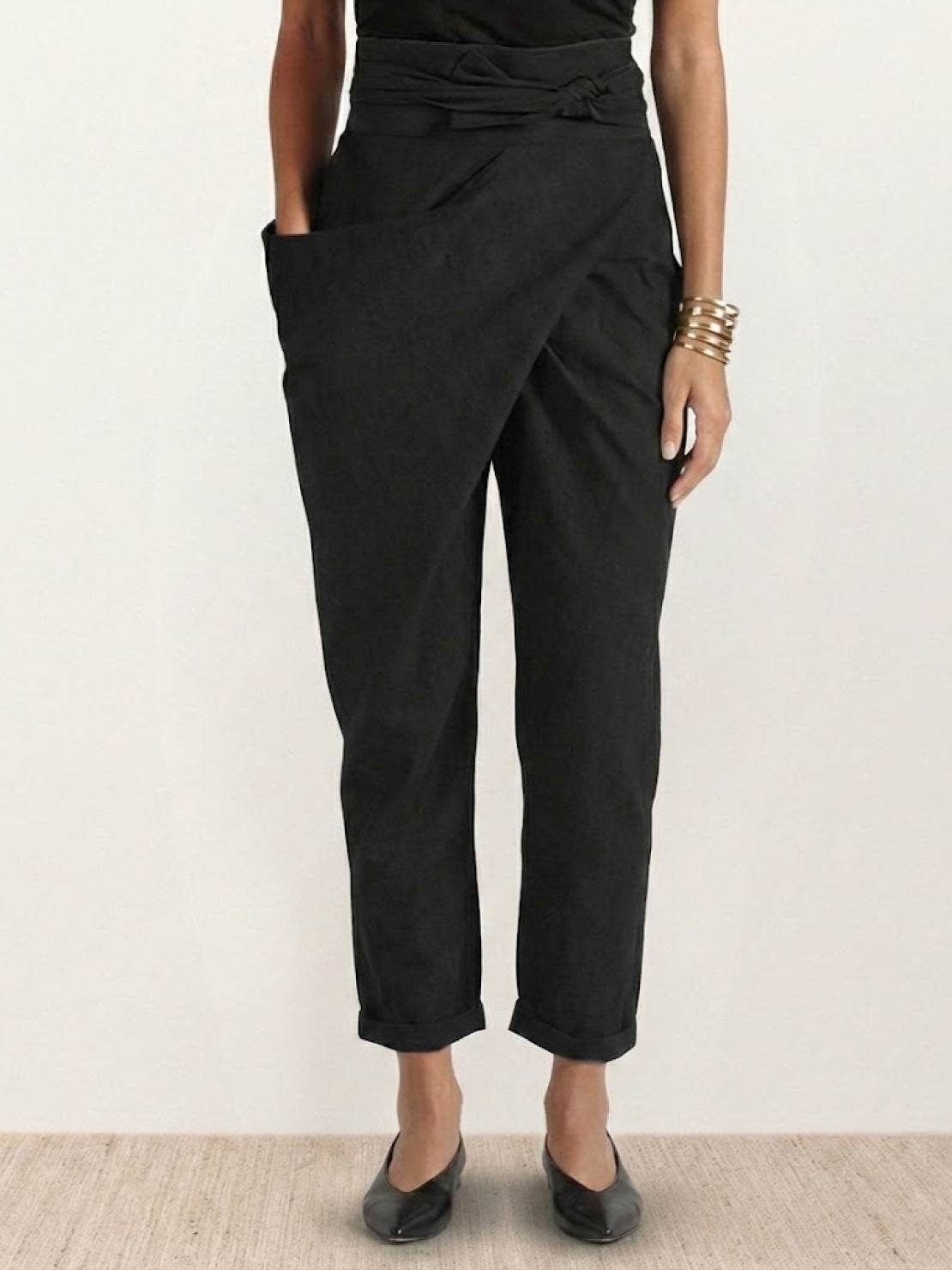 Atlas | Women's High Waist Wrap Front Cropped Tapered Pants
