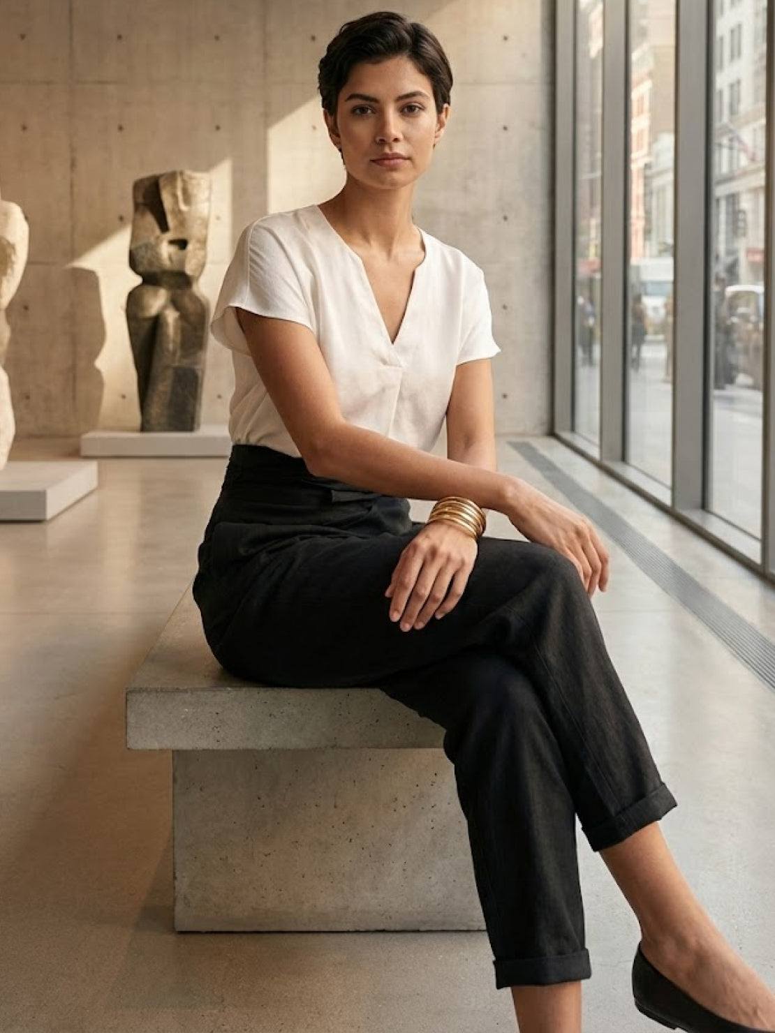 Atlas | Women's High Waist Wrap Front Cropped Tapered Pants