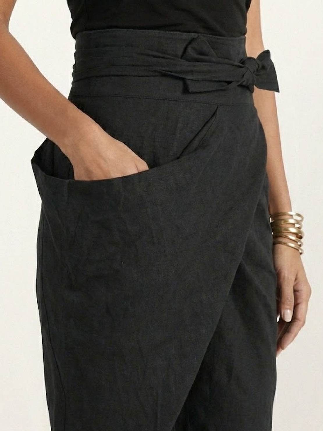 Atlas | Women's High Waist Wrap Front Cropped Tapered Pants
