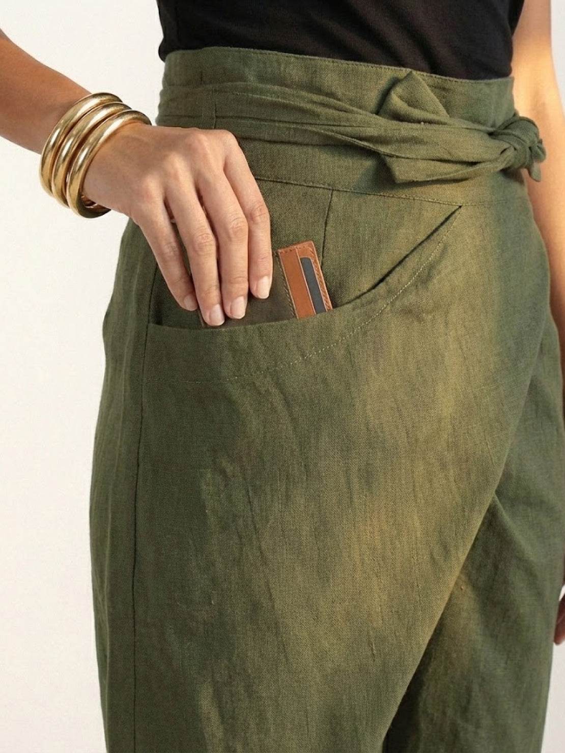 Atlas | Women's High Waist Wrap Front Cropped Tapered Pants
