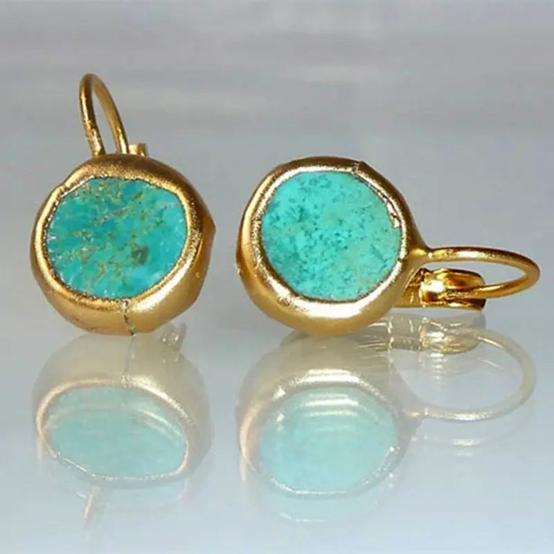 Wavren | Elegant Gold Earrings with Turquoise Stone